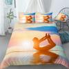 REALIN Yoga Zen Bedding Yoga Exercise Meditation Sunset Seaside Duvet Cover Set Girl Boy Kids Bed Sets 2/3/4PCS Quilt Covers/Sheets/Pillow Shams,Twin/Full/Queen/King (A,Queen-228x228cm-4PCS) view 1
