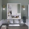 SMIBUY Bathroom Storage Shelf and Mirror Cabinet Wall Mounted, Freestanding Toilet Space Saver with 3-Tier Adjustable Shelves and Wall Hanging Over Toilet Storage Cabinet with Mirror Door (White) view 2