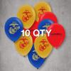 U.S. Marines Party Balloons (10pcs) 12 Latex Balloons in Red, Gold, and Blue with contrasting print on 2 sides. Officially Licensed by the U.S.Marines - Made in Italy - by Havercamp. view 2