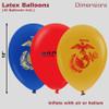 U.S. Marines Party Balloons (10pcs) 12 Latex Balloons in Red, Gold, and Blue with contrasting print on 2 sides. Officially Licensed by the U.S.Marines - Made in Italy - by Havercamp. view 3