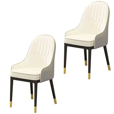 HUHJYUGE Dining Chair Set of 2, Modern Kitchen Chairs with Arms, Coffee Chair for Living Room with Back and Black Metal Legs, for Dining Room Bedroom Kitchen Restaurant