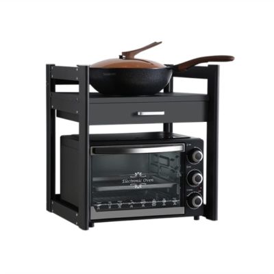 MOOWI Storage Shelf Kitchen Microwave Storage Rack, Tabletop, Multifunctional Drawer Type, Oven, Rice Cooker, Household Pot Storage Rack Storage Shelf Rack (Color : A, Size : 60cm)