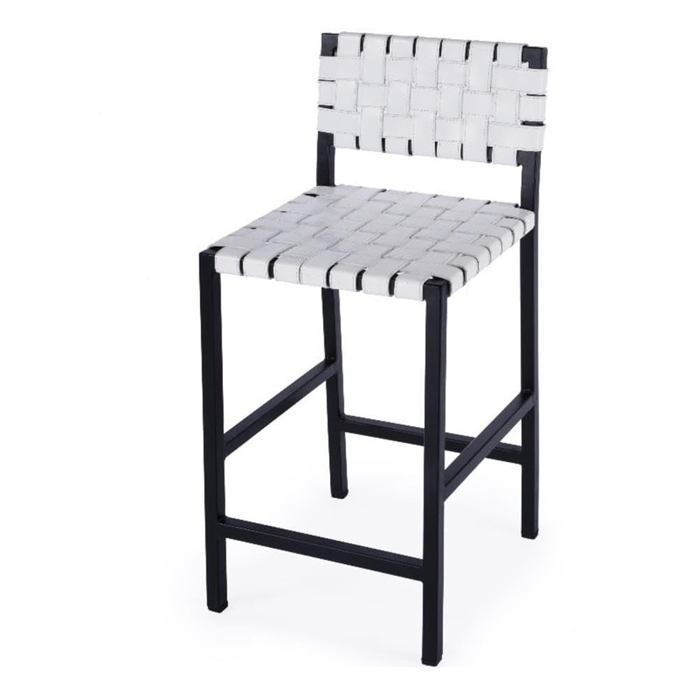 Butler Specialty Company Bromley Iron and Leather 24.5" Counter Stool - White