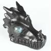 5.1" Shungite Carved Crystal Dragon Skull with Labradorite Eyes, Realistic view 1
