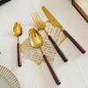 Wood Handle Silverware Gold Silverware Sets 18/8 Stainless Steel 56PCS Flatware Cutlery Set for 14 Utensil Sets Luxury-Tableware Family Gatherings Wedding Banquet Thanksgiving Christmas Essentials view 1