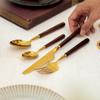 Wood Handle Silverware Gold Silverware Sets 18/8 Stainless Steel 56PCS Flatware Cutlery Set for 14 Utensil Sets Luxury-Tableware Family Gatherings Wedding Banquet Thanksgiving Christmas Essentials view 2
