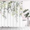 Zhadongli Art Green Eucalyptus Shower Curtain Waterproof Polyester Printed Bathroom Partition Decorative Curtain with Plastic Hook 183x183cm(72x72in) view 2