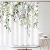 Zhadongli Art Green Eucalyptus Shower Curtain Waterproof Polyester Printed Bathroom Partition Decorative Curtain with Plastic Hook 183x183cm(72x72in) view 3