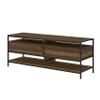 58 Inch Wood and Metal Entertainmnet TV Stand with 2 Drawers, Brown and Black view 1