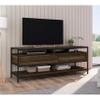 58 Inch Wood and Metal Entertainmnet TV Stand with 2 Drawers, Brown and Black view 2