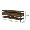 58 Inch Wood and Metal Entertainmnet TV Stand with 2 Drawers, Brown and Black view 3