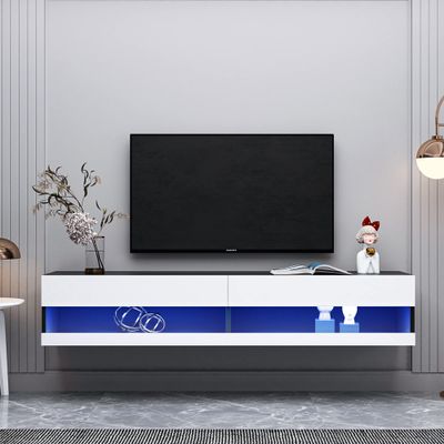 180 Wall Mounted Floating 80" TV Stand with 20 Color LEDs