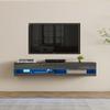 180 Wall Mounted Floating 80" TV Stand with 20 Color LEDsBlack+Grey view 1