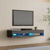 180 Wall Mounted Floating 80" TV Stand with 20 Color LEDsBlack+Grey view 2