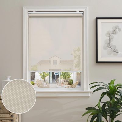 AOSKY Cordless Roller Shades for Windows Light Filtering Shades with 5% Openness Solar Screen Semi Sheer Roller Blinds UV Protection for Office and Home. Easy to Install 28" W x 72" H (Beige)