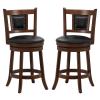 Giantex Swivel Bar Stools Set of 2, 25.5" Counter Height Bar Stools w/Ergonomic Backrest, Soft Padded Seat, Rubber Wood Legs, Footrest, Armless Barstools, Counter Chairs for Kitchen, Dining Room, Pub view 1