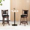 Giantex Swivel Bar Stools Set of 2, 25.5" Counter Height Bar Stools w/Ergonomic Backrest, Soft Padded Seat, Rubber Wood Legs, Footrest, Armless Barstools, Counter Chairs for Kitchen, Dining Room, Pub view 2