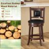 Giantex Swivel Bar Stools Set of 2, 25.5" Counter Height Bar Stools w/Ergonomic Backrest, Soft Padded Seat, Rubber Wood Legs, Footrest, Armless Barstools, Counter Chairs for Kitchen, Dining Room, Pub view 4