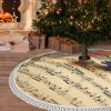 30" Christmas Tree Skirt with Tassels Xmas Tree Skirt Decorations Music Sheet Xmas Tree Mat Christmas Tree Mat for Holiday Tree Skirt Ornaments Xmas Tree Skirt Base Cover for New Year Deco view 1