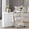 FixtureDisplays 3 Tier Rolling Cart Home & Business Art Craft Supplies Storage Organization Trolley Rack on Wheels 17.7 X 14.5 X 32.2", White 15788-NPF view 2