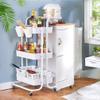 FixtureDisplays 3 Tier Rolling Cart Home & Business Art Craft Supplies Storage Organization Trolley Rack on Wheels 17.7 X 14.5 X 32.2", White 15788-NPF view 4