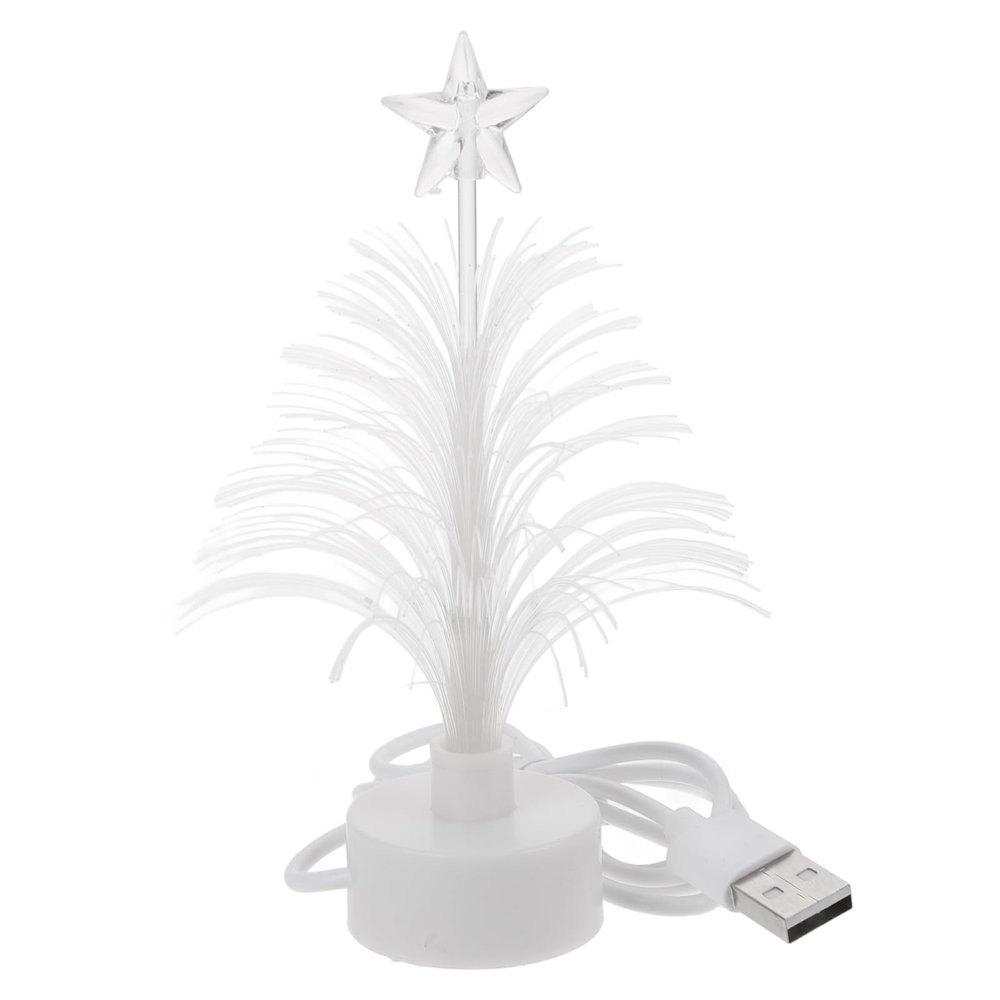 Mini Christmas Tree USB Power -Colour Desk Glowing Fiber Optic LED Christmas Tree Glowing Lights Xmas with Top Star Light Holiday Decoration