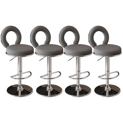 Lsoiup PU Leather Bar Stools Set of 4 Swivel Counter Height Barstools with Back Adjustable Chairs Modern Kitchen Island Stools for Home Bar Dining Room-Silver Base Dark Gray
