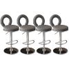 Lsoiup PU Leather Bar Stools Set of 4 Swivel Counter Height Barstools with Back Adjustable Chairs Modern Kitchen Island Stools for Home Bar Dining Room-Silver Base Dark Gray view 1