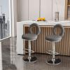 Lsoiup PU Leather Bar Stools Set of 4 Swivel Counter Height Barstools with Back Adjustable Chairs Modern Kitchen Island Stools for Home Bar Dining Room-Silver Base Dark Gray view 2