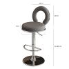 Lsoiup PU Leather Bar Stools Set of 4 Swivel Counter Height Barstools with Back Adjustable Chairs Modern Kitchen Island Stools for Home Bar Dining Room-Silver Base Dark Gray view 3