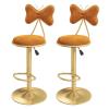 KAMPCO Adjustable Round Bar Stools Set of 2, Velvet Counter Height Swivel Barstools with Back and Gold Metal Base, Modern Upholstered Bar Chairs for Kitchen Island view 1