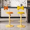 KAMPCO Adjustable Round Bar Stools Set of 2, Velvet Counter Height Swivel Barstools with Back and Gold Metal Base, Modern Upholstered Bar Chairs for Kitchen Island view 2