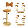 KAMPCO Adjustable Round Bar Stools Set of 2, Velvet Counter Height Swivel Barstools with Back and Gold Metal Base, Modern Upholstered Bar Chairs for Kitchen Island view 4