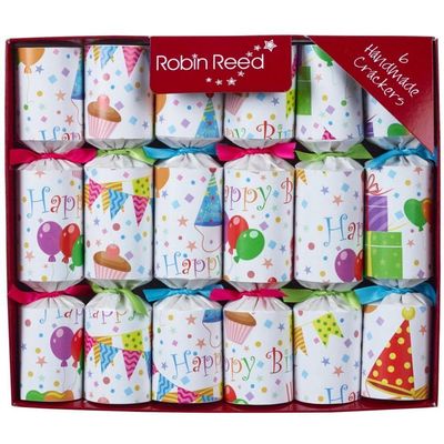 Robin Reed Handmade English Festive Table Decor Decorations Favors, Multicolor, 6-piece Set of 8.5 inch - Happy Birthday 42301.NOV