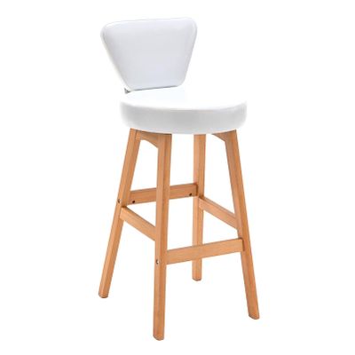 KAMPCO Faux Leather Bar Stool with Back and Solid Wood Legs, Kitchen Breakfast Counter Chair
