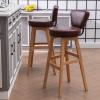 KAMPCO Faux Leather Bar Stool with Back and Solid Wood Legs, Kitchen Breakfast Counter Chair view 4