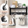 Oraich Wall Hooks with Shelf, Coat Rack Wall Mount, Entryway Hanging Shelf for Clothes Backpack Key Purse, Shelf with Hooks Hanging in Living Room, Bathroom, Bedroom, Kitchen view 4