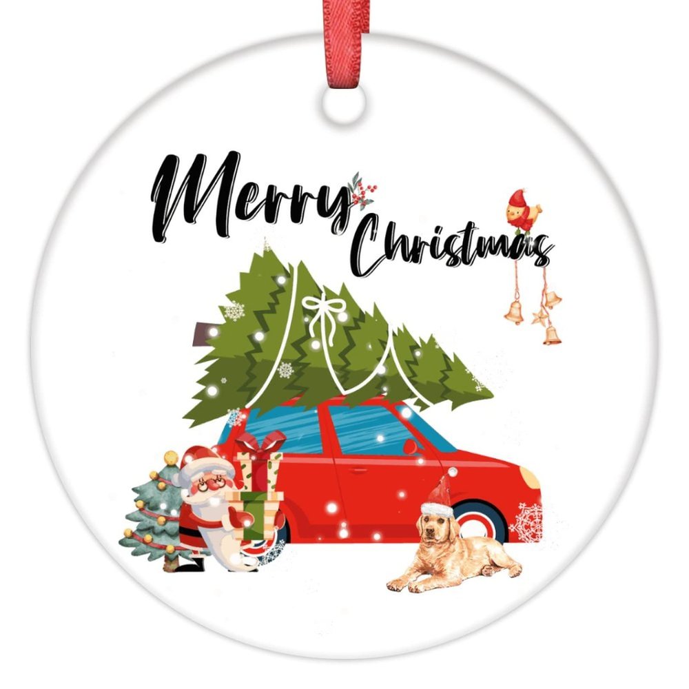 DOREENABE Snowflake Red Truck Christmas Tree Ornaments Merry Christmas Bulldog Personalized Christmas Ornaments 2023 Decorative Hanging Ornaments Holiday Christmas Keepsake New Year Gifts 3 Inch