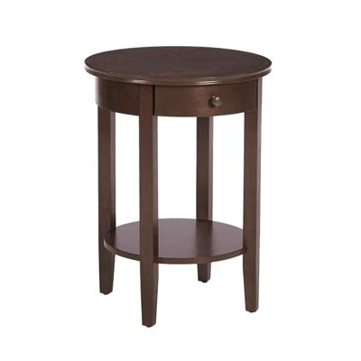Mlaea Round Bedside Table, 2-Tier Coffee Table with Shelves and Drawers, Retro Sofa Table for Study Room Bedroom Balcony, Small End Table for Florist Living Room(Size:46 * 61CM,Color:A)