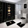 Coxila Moon Phase Shower Curtain Set Moonlit Celestial Plant Goth Gothic Witch Witchy Mysticism Toilet Lid Cover U Shaped Bath Mat 4 Pcs Decor Bathroom Non-Slip Rug Fabric Polyester 60x72 Inch view 1