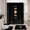 Coxila Moon Phase Shower Curtain Set Moonlit Celestial Plant Goth Gothic Witch Witchy Mysticism Toilet Lid Cover U Shaped Bath Mat 4 Pcs Decor Bathroom Non-Slip Rug Fabric Polyester 60x72 Inch view 2