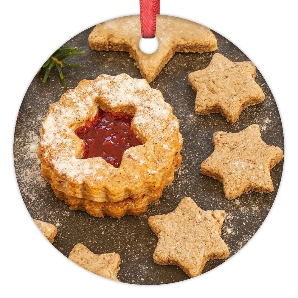 DOREENABE Chamomile Jam Biscuits Christmas Tree Ornaments Cute Food Christmas Ornaments 2023 Hanging Ornaments Holiday Memorial Christmas Keepsake New Year Gifts for Friends, 3 Inch