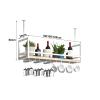 Ceiling Storage Shelves - Hanging Wine Rack, Ceiling Hanging Floating Shelf, Retro Iron Solid Wood Plant Stand, 1-tier Inverted Wine Glass Holder, Bar Restaurant Display Stand ( Size : 80*30*60cm ) view 2