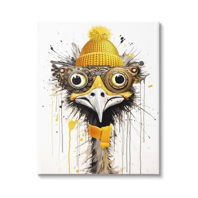 Stupell Industries Yellow Steampunk Emu Canvas Wall Art by Karen Smith