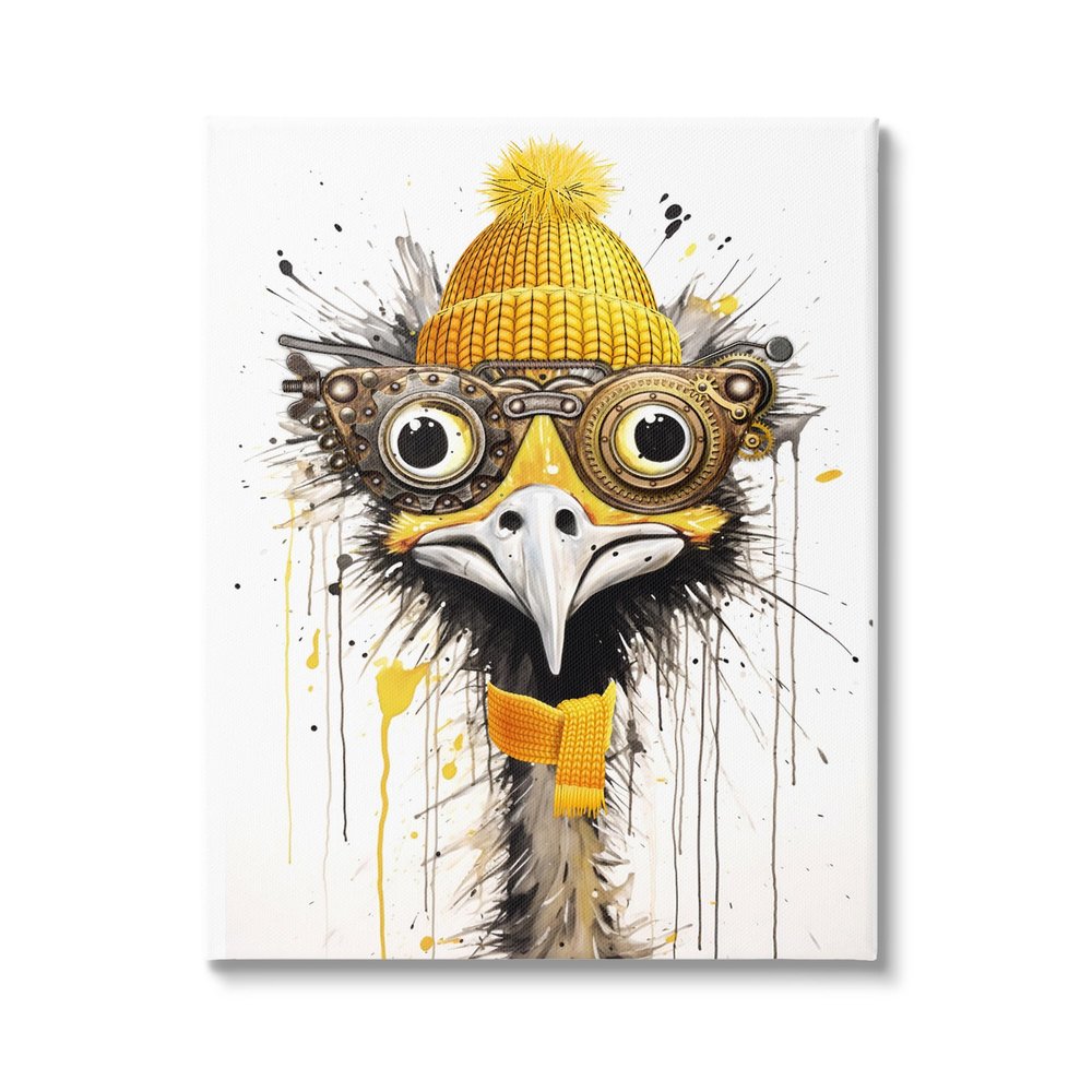 Stupell Industries Yellow Steampunk Emu Canvas Wall Art by Karen Smith