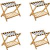 Bamboo Luggage Rack Suitcase Stand - Folding 2 Tier Home Suitcase Stand With Shoe Shelf, Portable Backpack Luggage Holder Storage Organizer Unit, for Bedroom, Guest Room and Hotel ( Size : 4pcs ) view 1