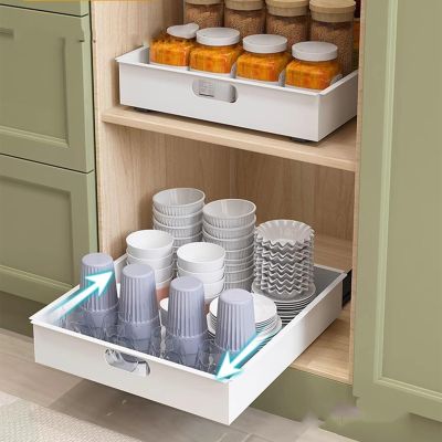 EMYJAY Under Sink Organizers and Storage, Pull Out Cabinet Organizer Heavy Duty Storage and Organization Slide Out Pantry Shelves with Handle (Color : White, Size : 38x42.2x7.5cm)