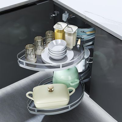 ZAIHW Pot and Pan Organizer for Cabinet, 2 Tier Swing Tray, Grey