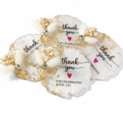 100 Pack Magnets Baby Shower Wedding Favors for Guests Bulk Resin Magnets with Thank You Tag Mini Dry Flower Guests Bridal Shower Birthday Party Present
