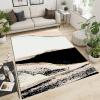 Abstract Black and White Marble Carpet, Gilded Golden Lines Modern and Simple Living Room Rugs, Washable Rug Easy to Clean Fine Fluff Short Velvet Apply to Hotels Entrance Door,46ft/120 * 180cm view 1